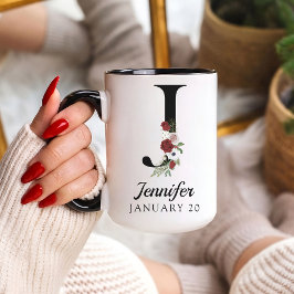 Taza con Monograma Floral Personalizado Regalo de