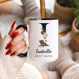 Taza con Monograma Floral Personalizado Regalo par