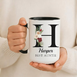 Taza con Monograma Floral Personalizado Regalo par