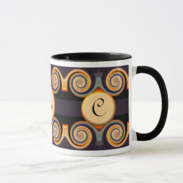 Taza con monograma intrépida del arte del remolino