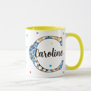 Taza con monograma Z8-C: elegancia geométrica y fl