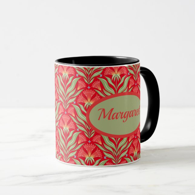 Taza con nombre de flores de Navidad rojas (Anverso derecho)