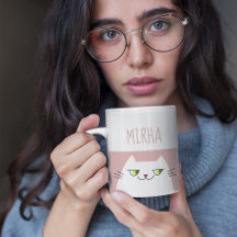 Taza con nombre de gato Kawaii lindo regalo rosa m