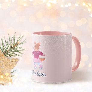 Taza con nombre de invierno patinaje sobre hielo p