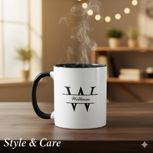 Taza con nombre de monograma personalizado hecha p