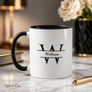 Taza con nombre de monograma personalizado hecha p