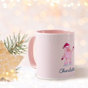 Taza con nombre de perro caniche juguetón patinand