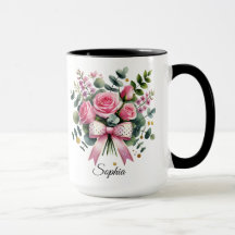 Taza con Nombre de Rosa Rosa Personalizada Regalo