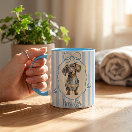 Taza con nombre y foto modernos simples de la masc