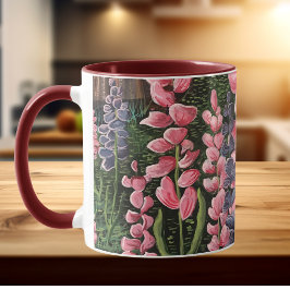 Taza con obra de arte original de flores silvestre