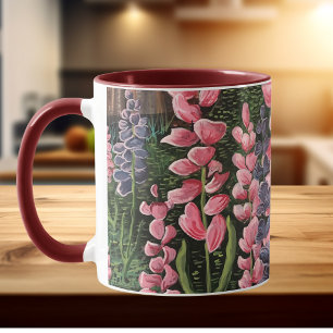 Taza con obra de arte original de flores silvestre