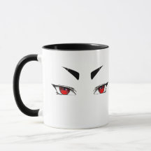 Taza con Ojos de Anime Rojo Minimalista