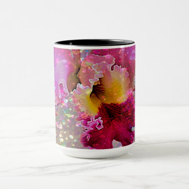 Taza con orquídea salpicada de pintura (Centro)