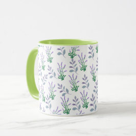 Taza con patrón botánico de lavanda