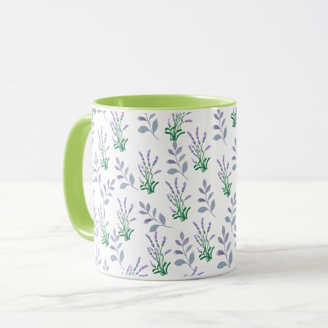 Taza con patrón botánico de lavanda (Anverso izquierdo)
