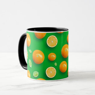 Taza con patrón de arte de frutas cítricas moderna