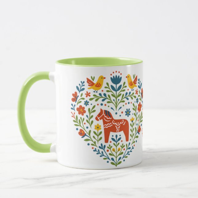 Taza con patrón de corazón de arte popular de caba (Izquierda)