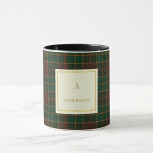 Taza con patrón de cuadros escoceses elegante y mo