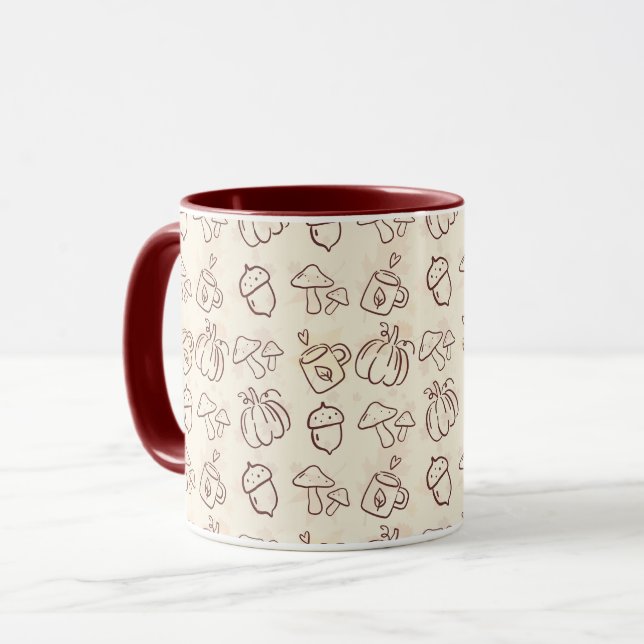 Taza con Patrón de Garabatos de Cosecha de Otoño A (Anverso izquierdo)