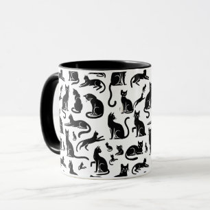 Taza con patrón de gato blanco y negro – Estilosa 