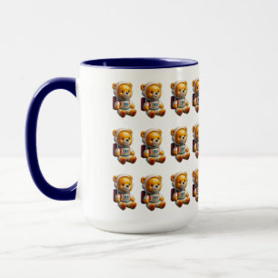 Taza con patrón de osito astronauta