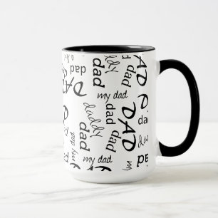 Taza con patrón de palabra tipografía de papá