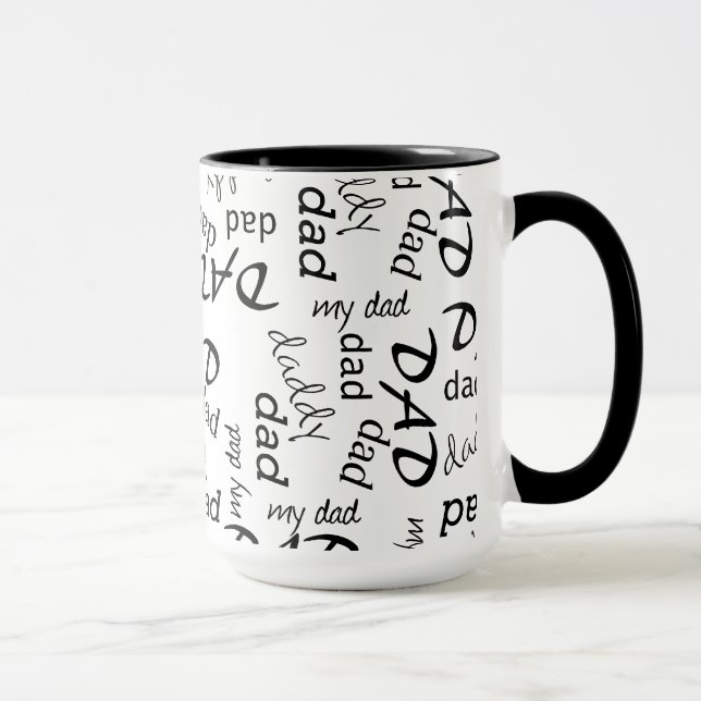 Taza con patrón de palabra tipografía de papá (Derecha)