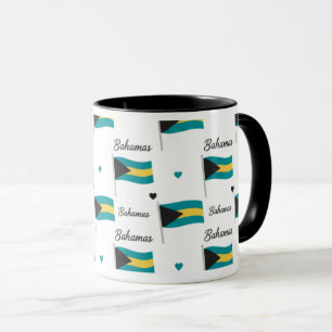 Taza con patrón de raíces de Bahamas   Bandera del