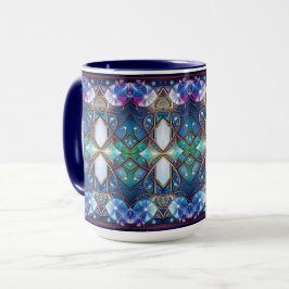Taza con patrón de vidrio emplomado ornamentado
