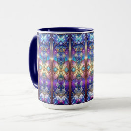 Taza con patrón de vidrio emplomado ornamentado