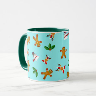 Taza con patrón navideño adorable sin costuras