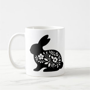 Taza con plantilla de conejo floral – Café de cone
