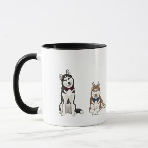 Taza con poses de perro con corbatín elegante Husk