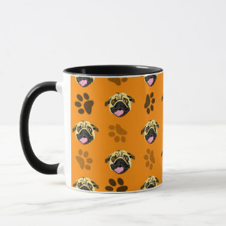 Taza con pug naranja y huella de pata