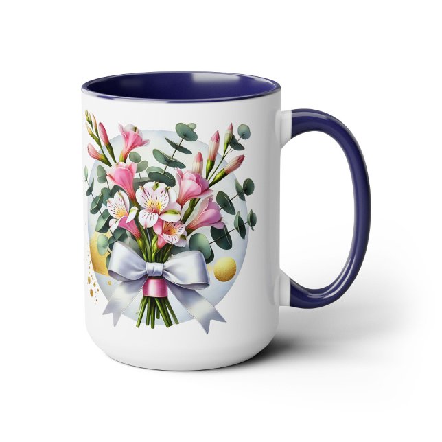 Taza con ramo floral elegante rosa (Subido por el creador)