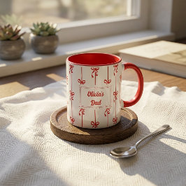 Taza con raya de lazo y nombre personalizado regal