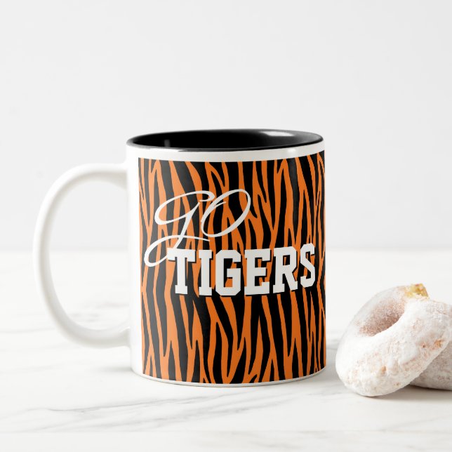 Taza con rayas de tigre naranja (Con donut)