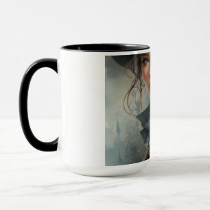 Taza con retrato de mujer vintage - Café de chica