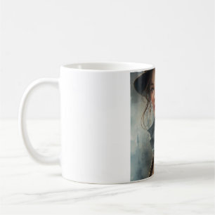 Taza con retrato de mujer vintage - Café de chica