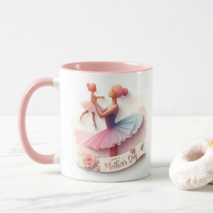 Taza con silueta de mamá bailarina en acuarela ado