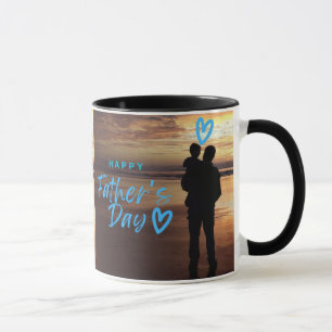 Taza con Silueta de Playa del Día del Padre Feliz