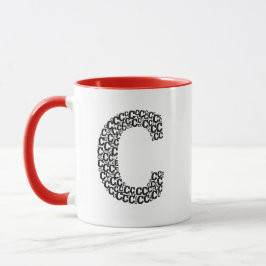 Taza con tipografía de letra C minimalista