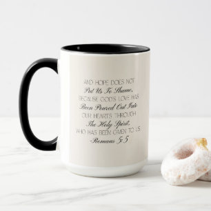 Taza con Versículo Bíblico de Esperanza Romanos 5: