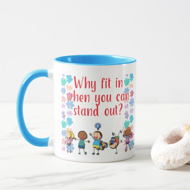 Taza Conciencia del autismo en porqué ajuste cuando (Con donut)