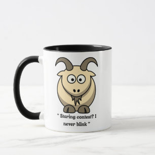 Taza ¿Concurso de estreno de Goat Mug? Nunca parpadeo