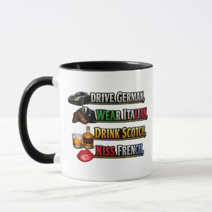 Taza Conduce Alemán Lleva Italiano Bebe Escocés Besa Fr