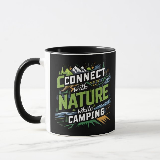 Taza Conectarse con la naturaleza mientras acampa, mugr (Izquierda)
