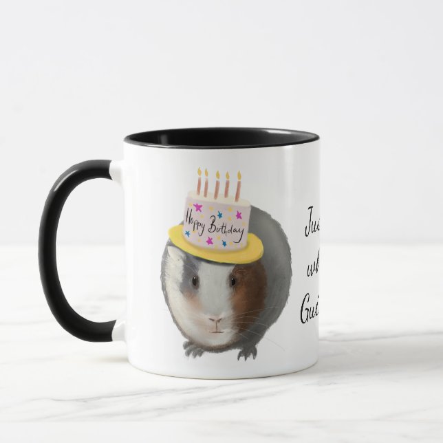 Taza conejillo de Indias orgulloso mugre feliz cumpleañ (Izquierda)