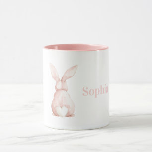 Taza Conejito Blanco Lindo Rosa Corazón Cola