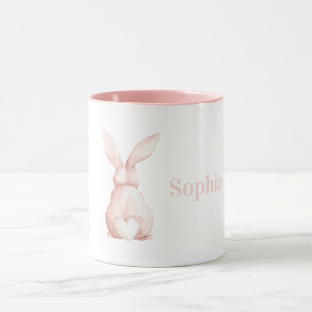 Taza Conejito Blanco Lindo Rosa Corazón Cola (Centro)